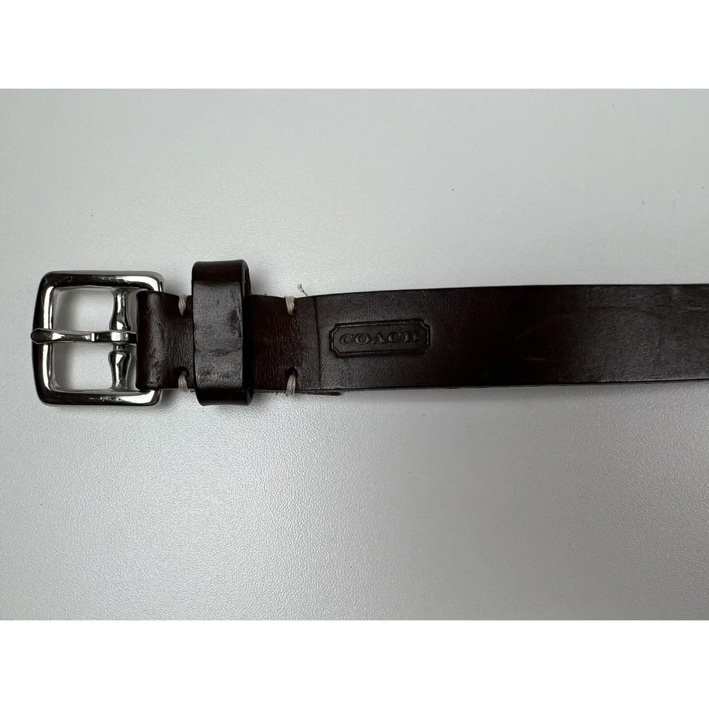 Coach Belt Brown  Cowhide Leather Brass Buckle Made In Italy 7/8